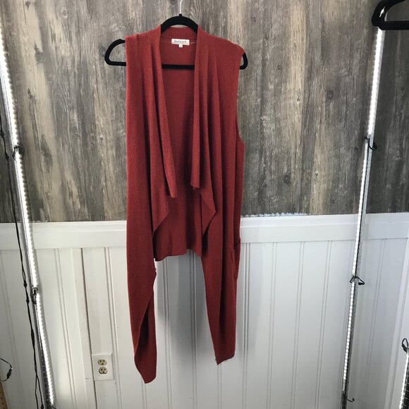 Society 8 rusty orange cotton blend long  waterfall cardigan vest size XL - Picture 1 of 3